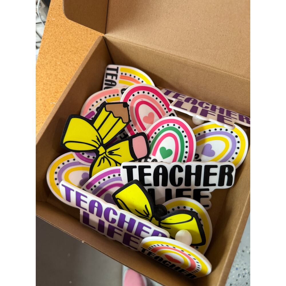 Lot of 15 Slightly Imperfect Teacher themed Bogg Bag Charms Teacher Appreciation